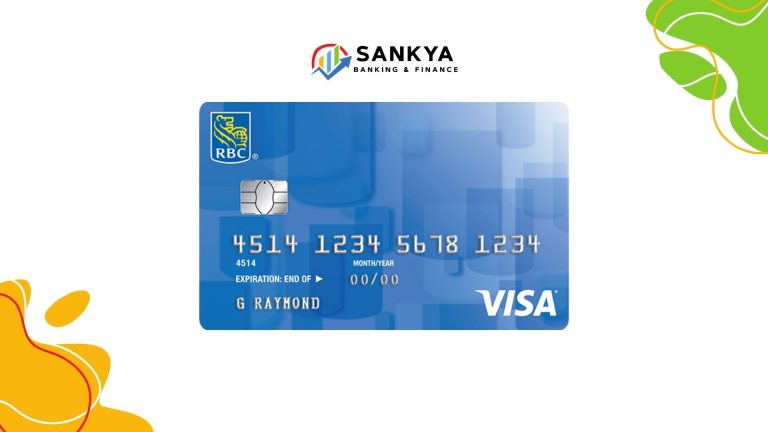 The RBC Visa Classic Low Rate Option card is displayed with a modern blue design featuring the RBC logo and Visa branding. The card includes a chip for enhanced security and is personalized with the name 'G. RAYMOND.' The background features a gradient of soft blue tones, emphasizing the clean and simple aesthetic of this low-rate credit card option.
